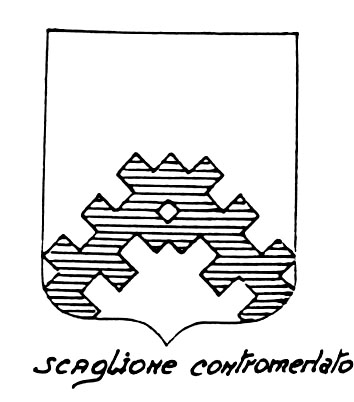 Imagem do termo heráldico: Scaglione contromerlato